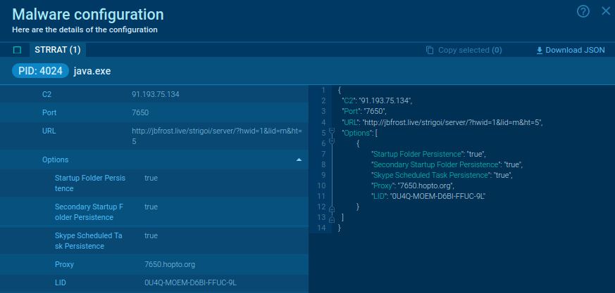 Data output in ANY.RUN
