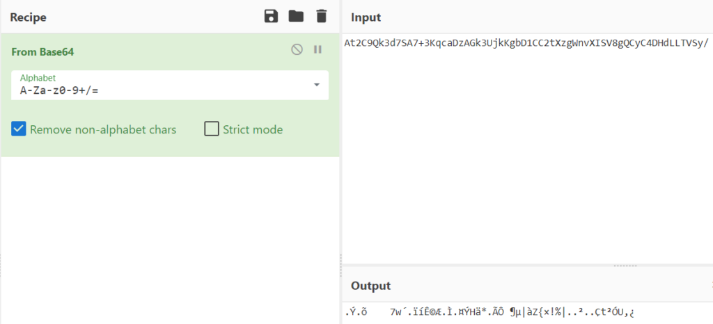 Unsuccessful attempt to decode LimeRAT string with CyberChef