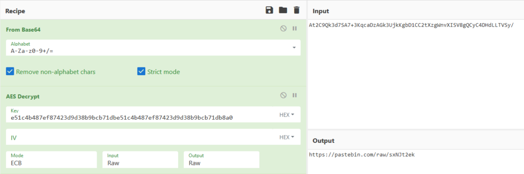 copying 16 bytes and appending zero to ‘Key’ in AES Decrypt section in first tab
