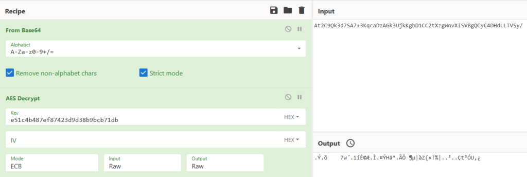 copying 15 bytes to ‘Key’ in AES Decrypt section in first tab