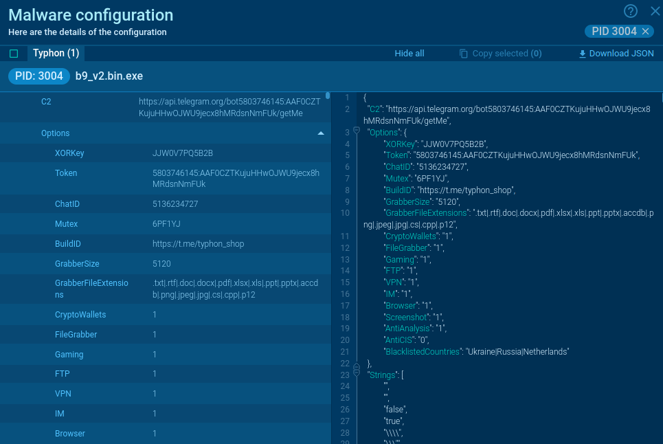 Typhon malware config extractor