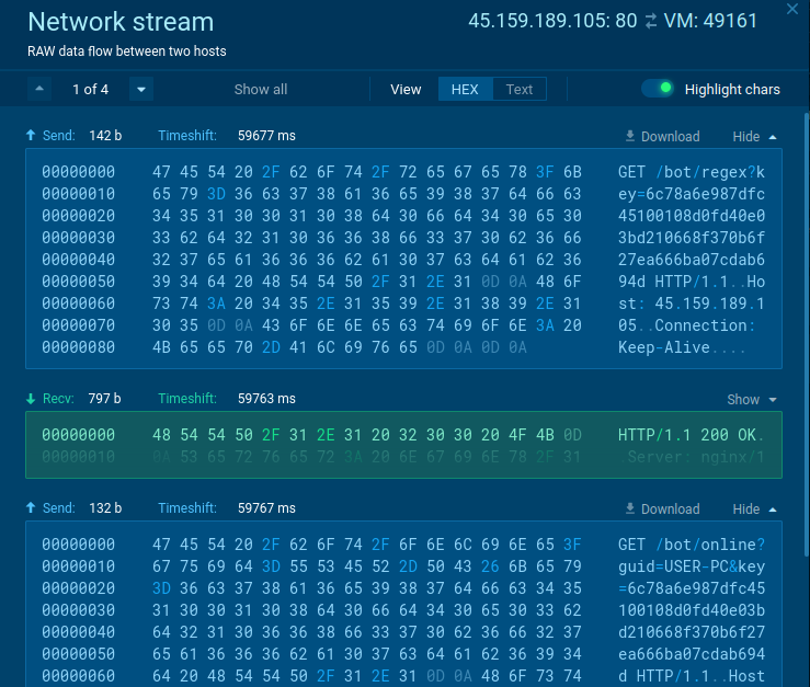 LaplasClipper’s network traffic 