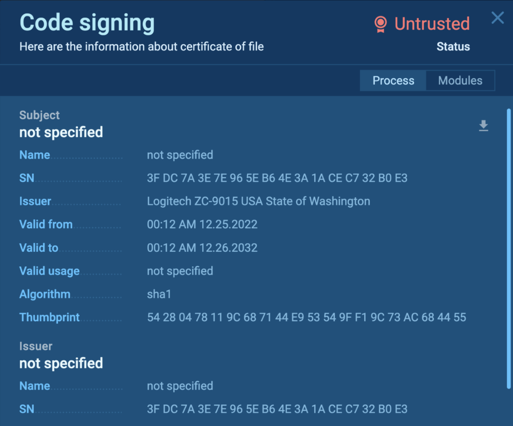 Untrusted signature