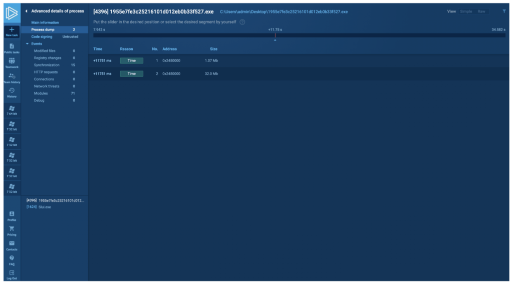 LaplasClipper malware configuration in ANY.RUN cloud malware sandbox