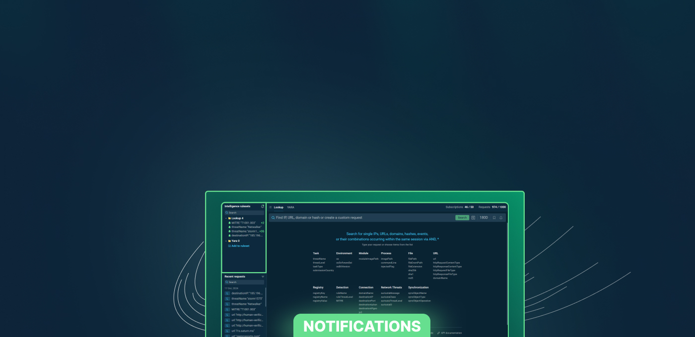 Notifications in Threat Intelligence Lookup 