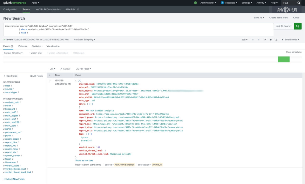 ANY.RUN & Splunk Enterprise: Stronger Detection, Faster Response in Your SOC