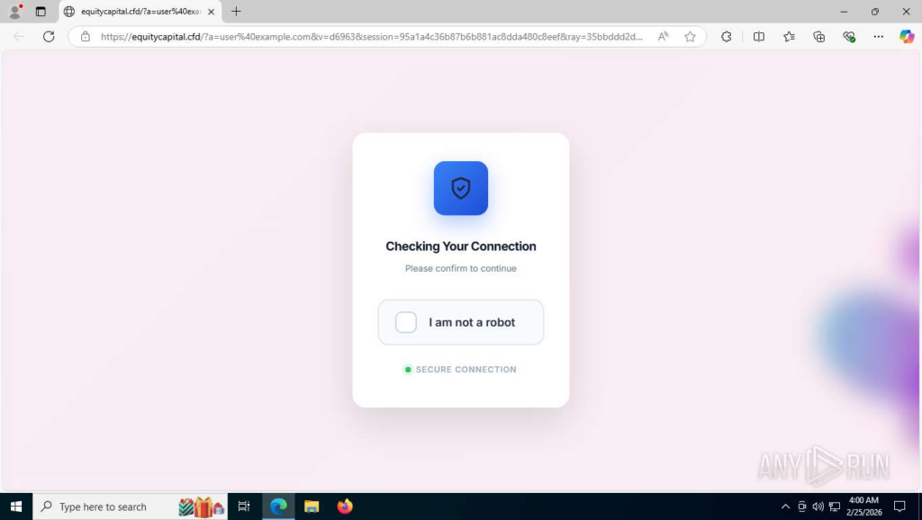 An ordinary-looking page acts as the starting point for the phishing attack