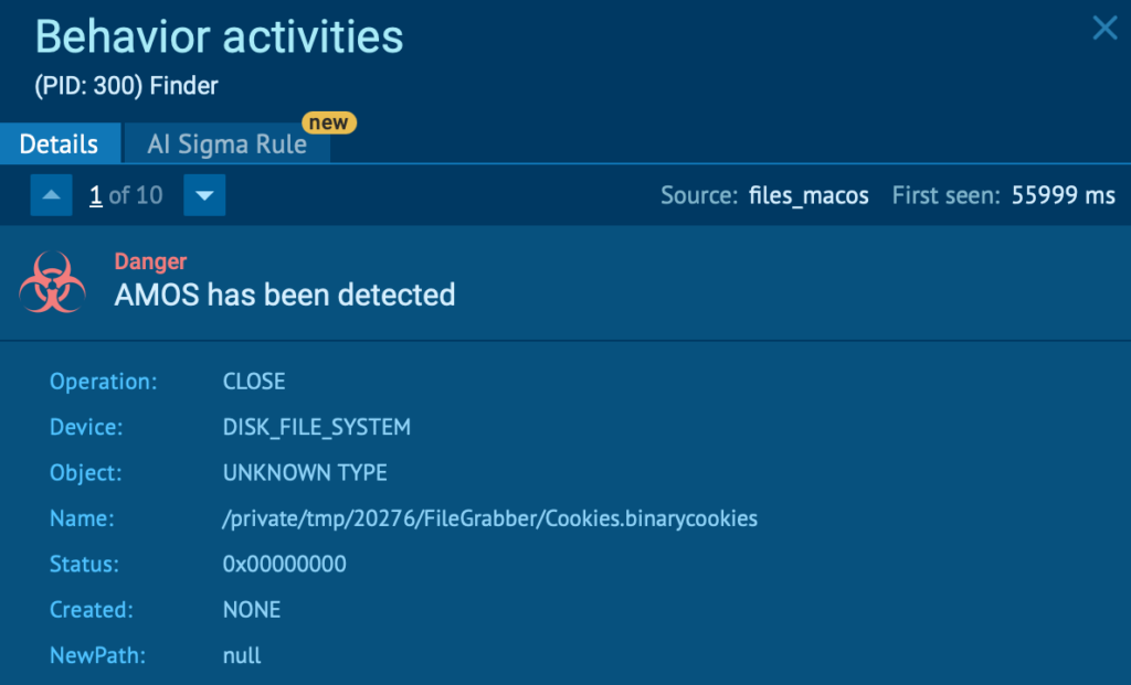 AMOS Stealer detected by ANY.RUN 