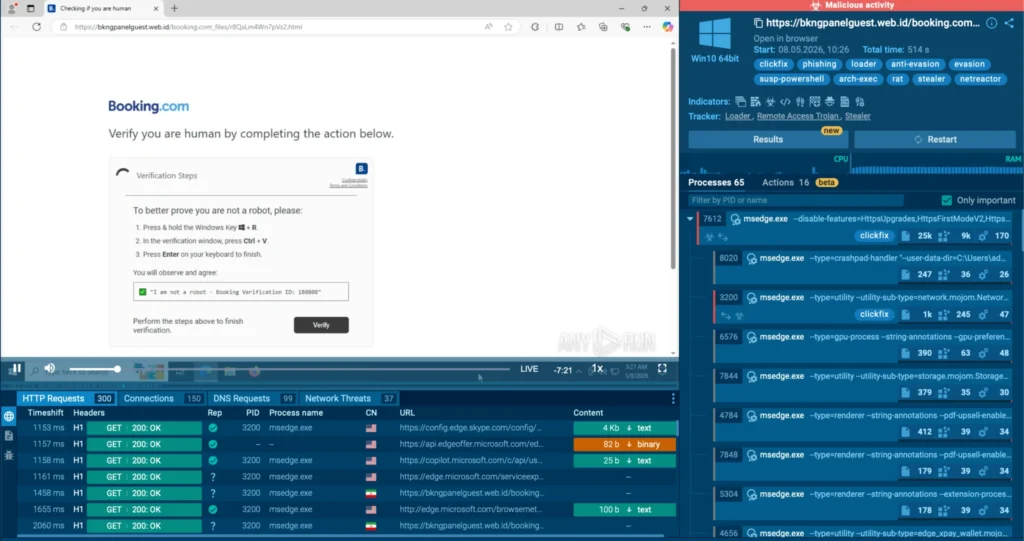 Phishing sample analyzed inside ANY.RUN sandbox 