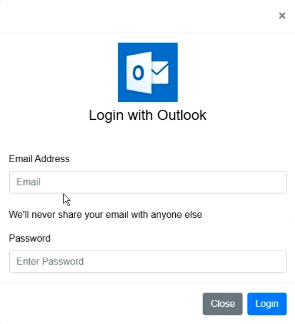Google login window, asking for an email address and password