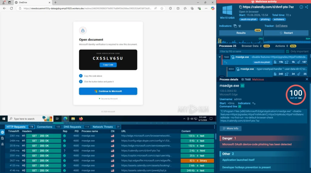 Recent EvilTokens attack analyzed inside ANY.RUN sandbox 