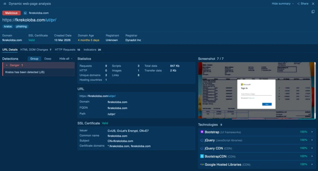 Kratos in-browser data investigation