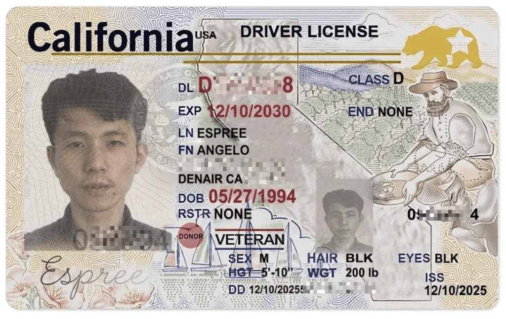 Angelo’s driving license