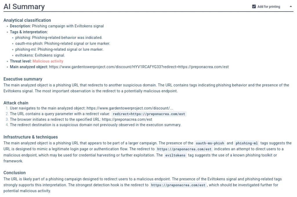 AI summary generated for EvilTokens attack