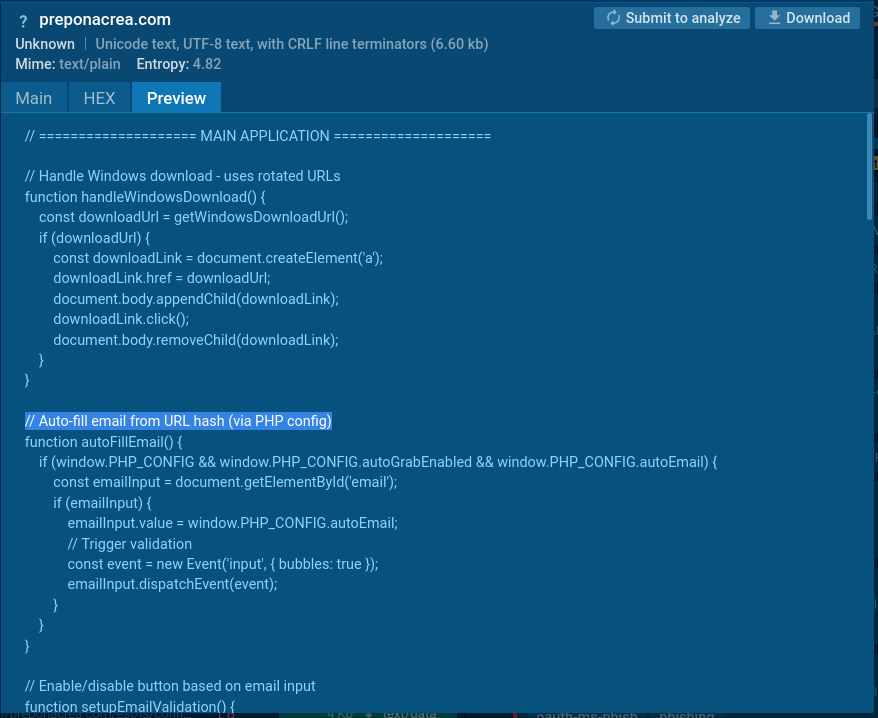 Preview of suspicious patterns in ANY.RUN sandbox