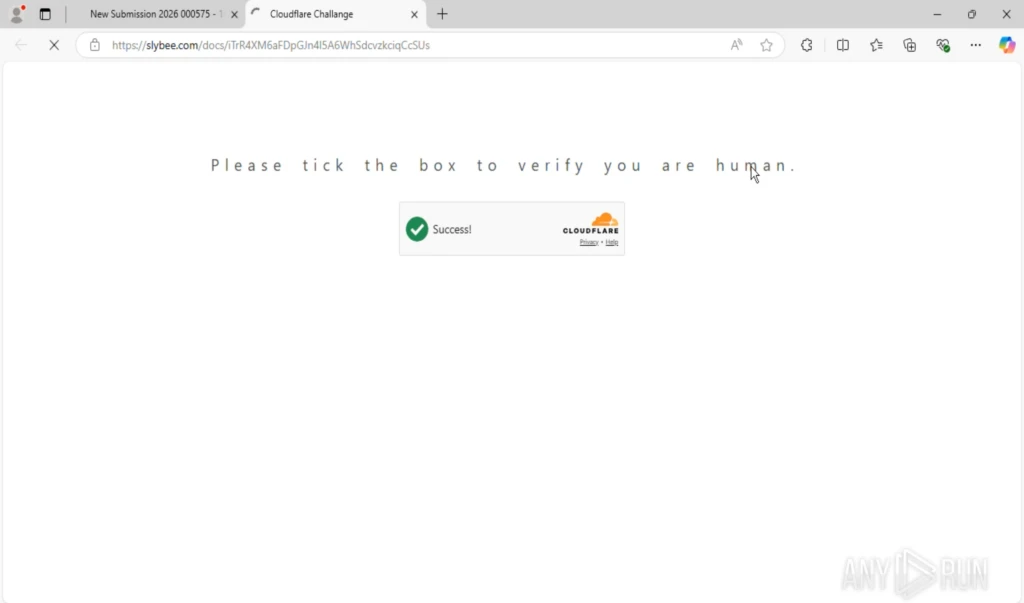 CAPTCHA solved automatically inside ANY.RUN sandbox