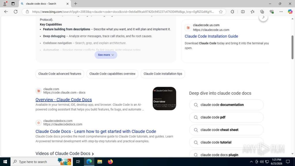 A .us.com lookalike ranks next to the official Claude Code documentation