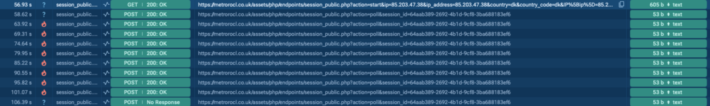 Periodic GET requests from the phishing page