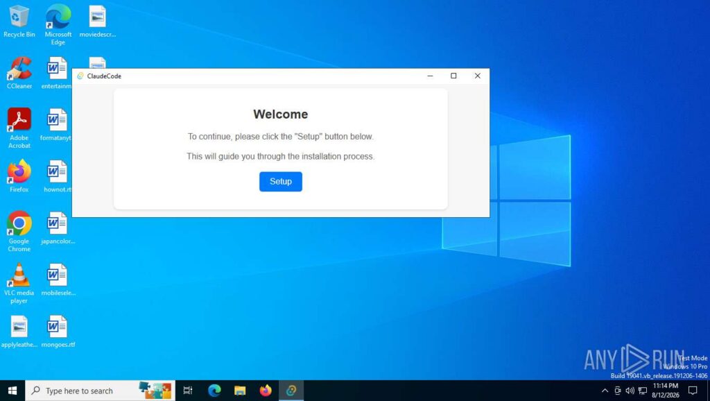 This window comes from the stager, not from Anthropic; the real installer follows as a decoy 