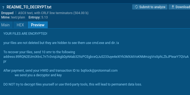 BQTLock’s ransom note