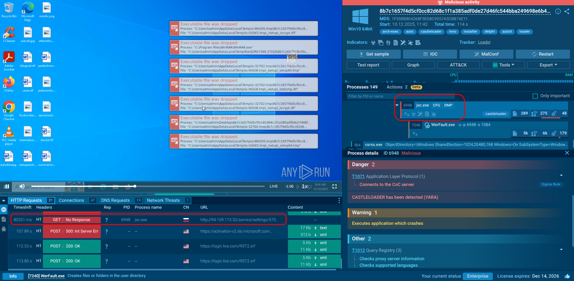 CastleLoader sandbox analysis