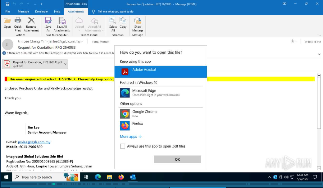 File opening request