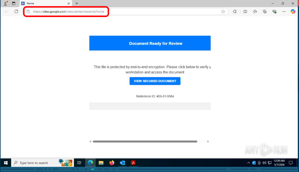 Page hosted on Google Sites