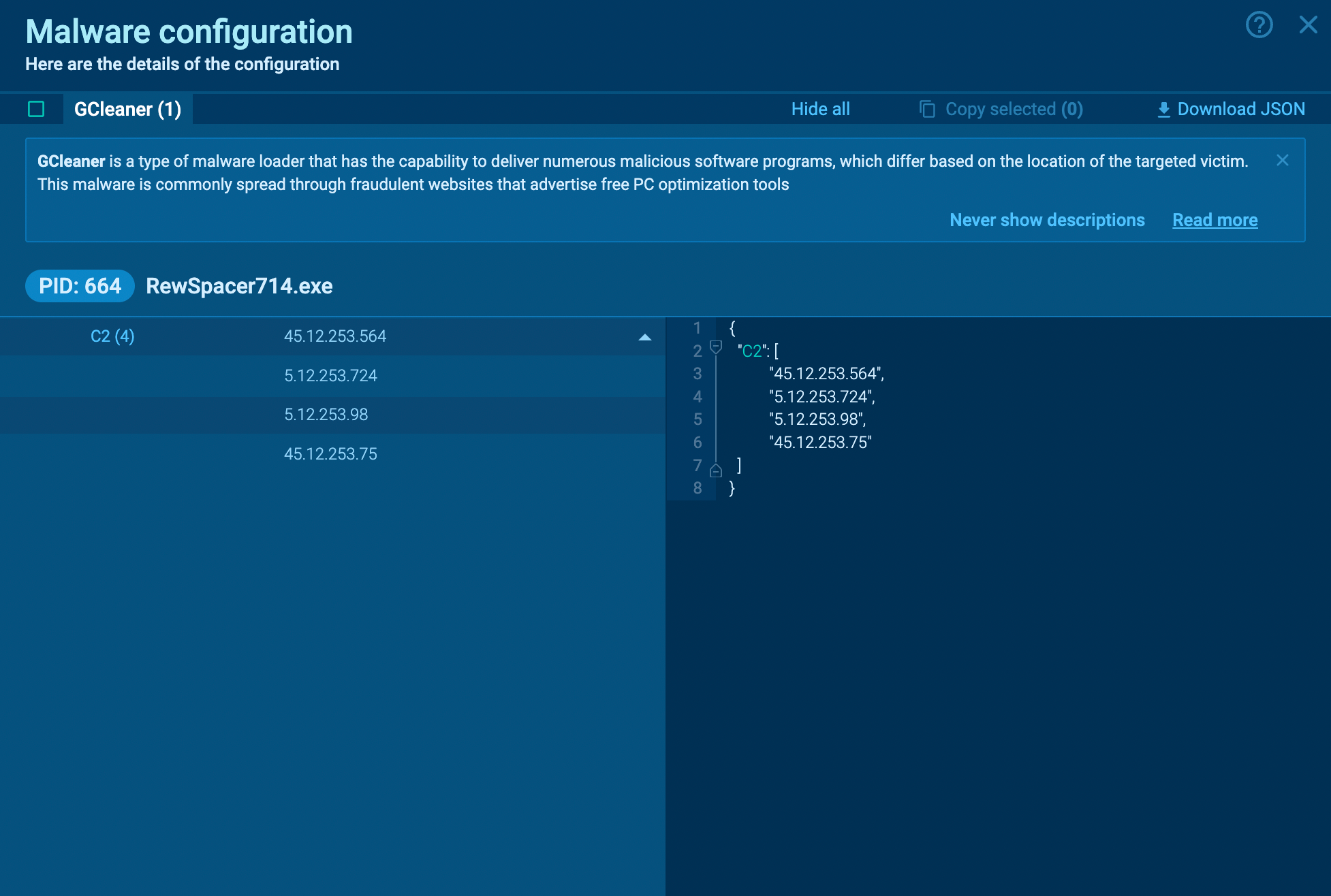 Gcleaner's configuration extracted by ANY.RUN