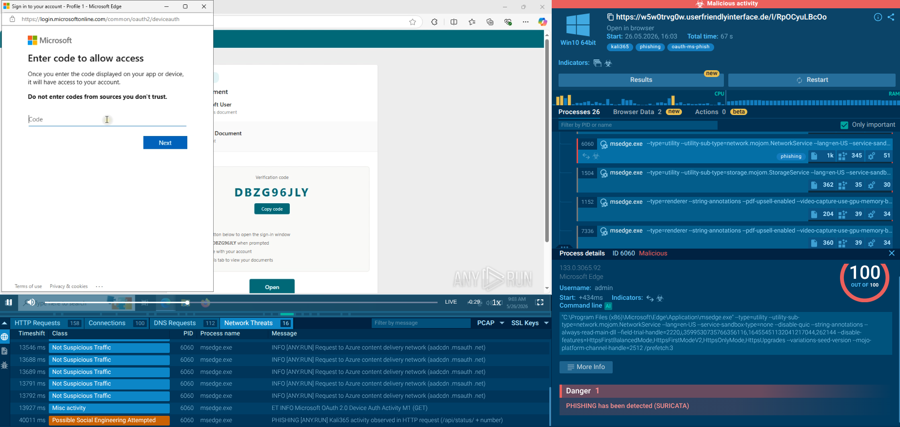 Kali365 detonated in Interactive Sandbox