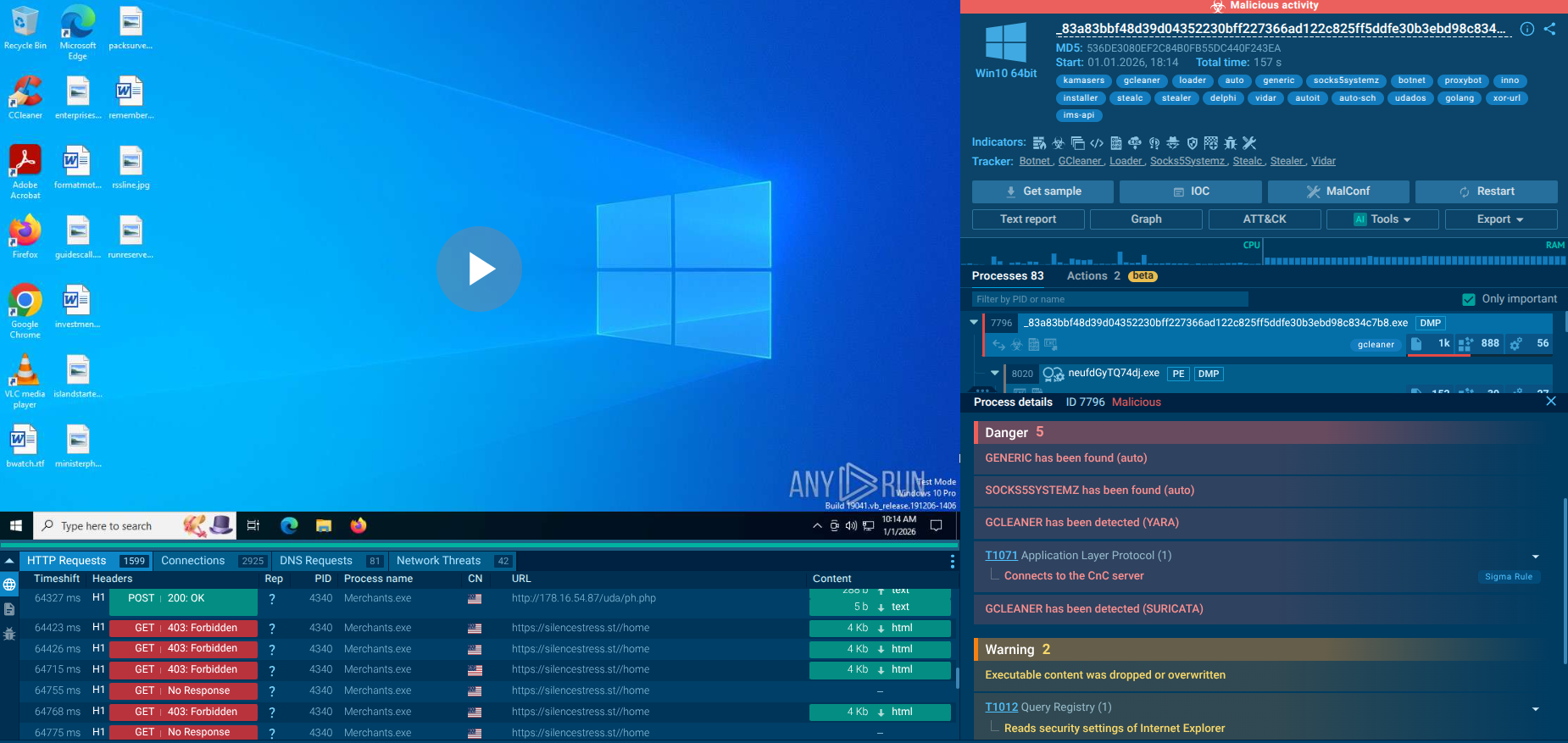 Kamasers malware analysis in Interactive Sandbox