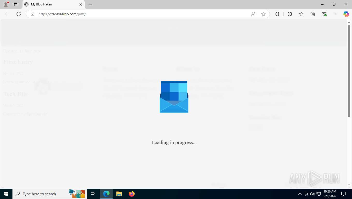 Loading page used in Kratos attacks