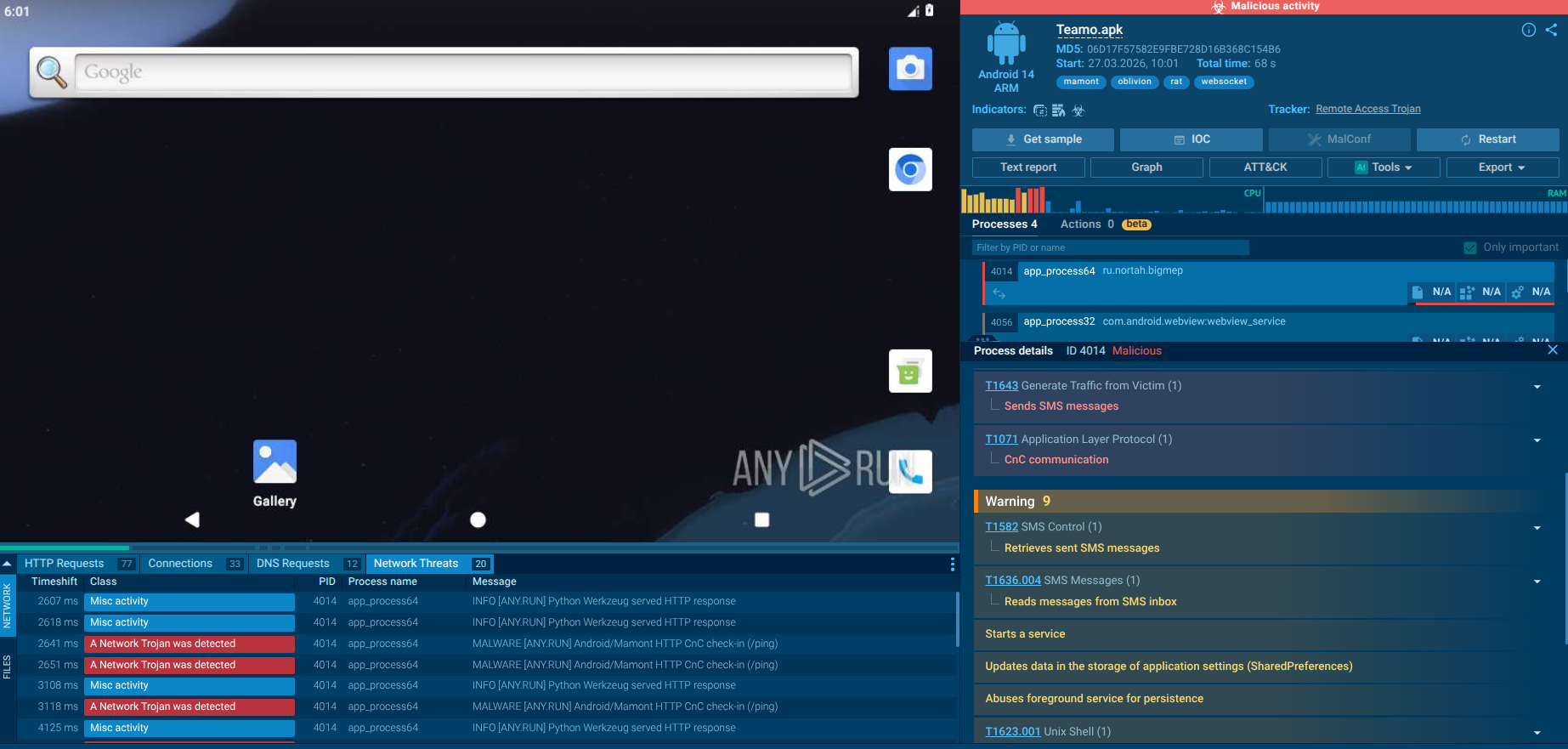 Oblivion RAT analysis in Interactive Sandbox