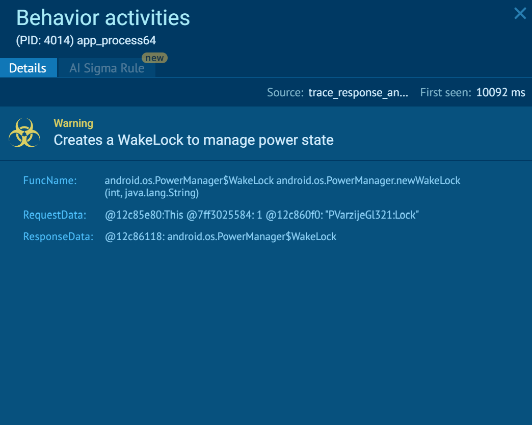 WakeLock created for persistence