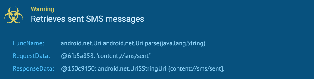 The malware reads sent SMS