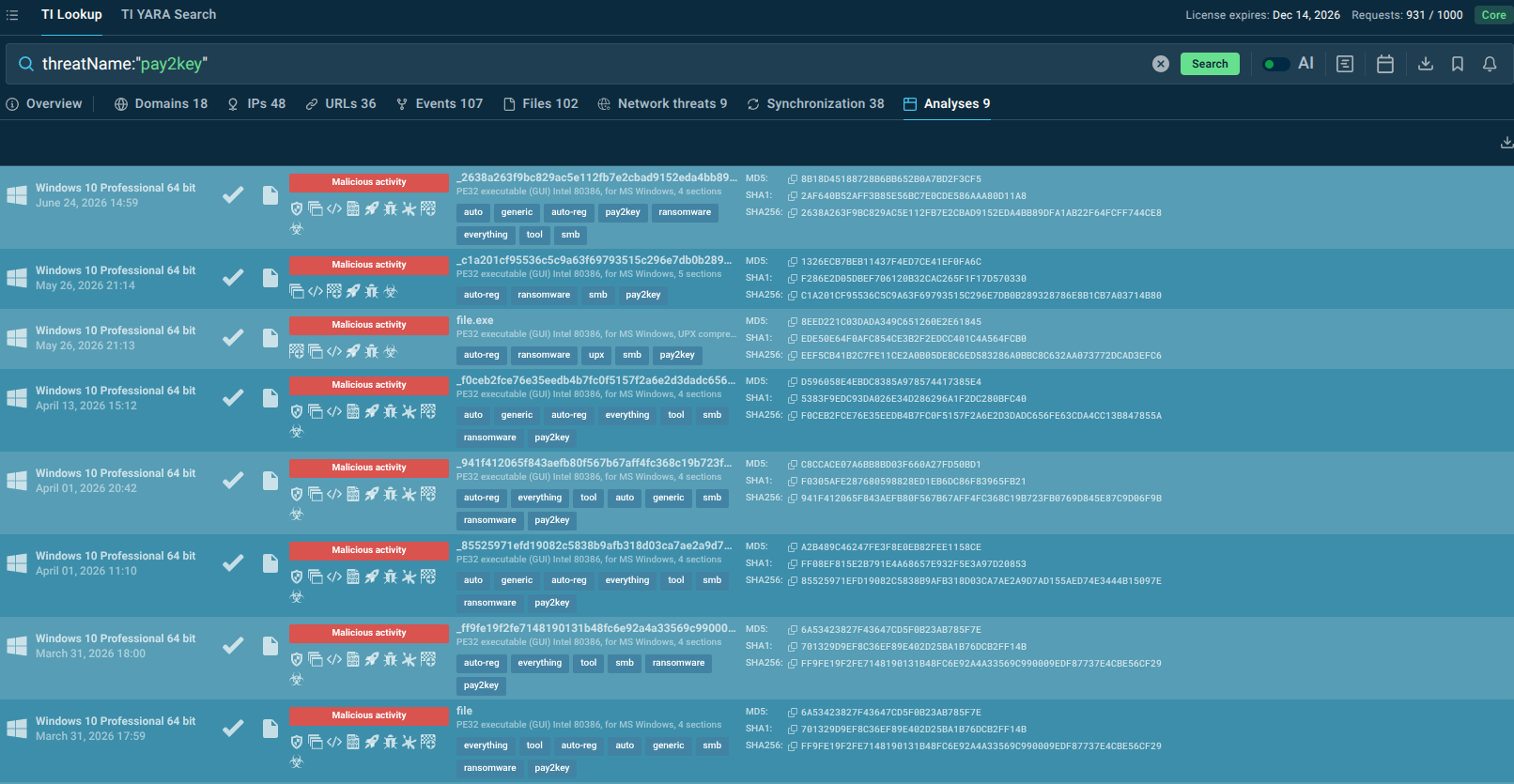 Pay2Key sample analyses in ANY.RUN Sandbox