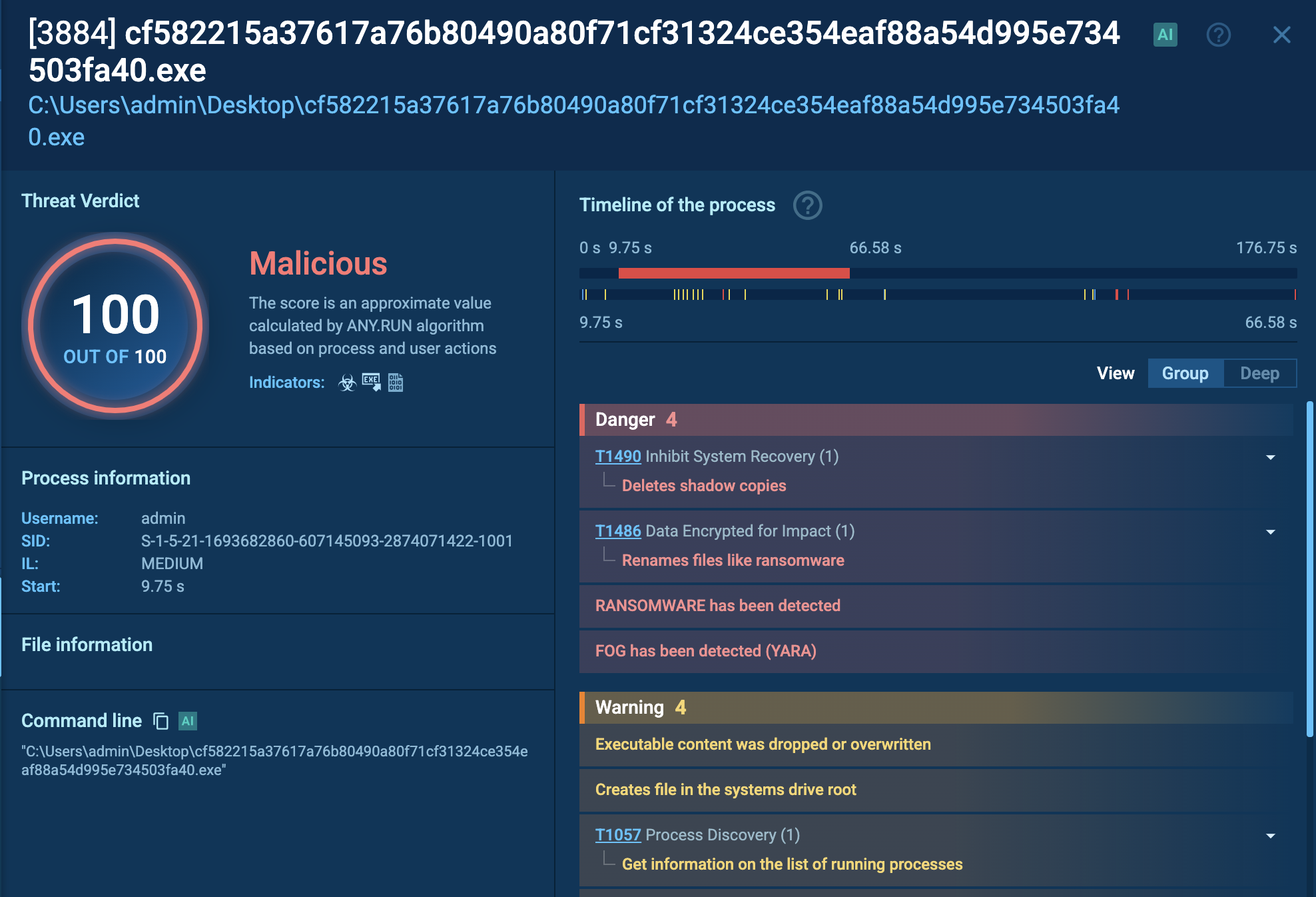 Fog Ransomware process in the ANY.RUN Sandbox