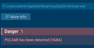 Pulsar detected by YARA rule