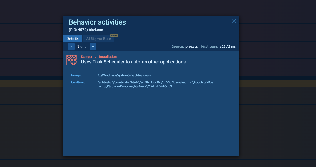RatonRAT creating a scheduled task for persistence