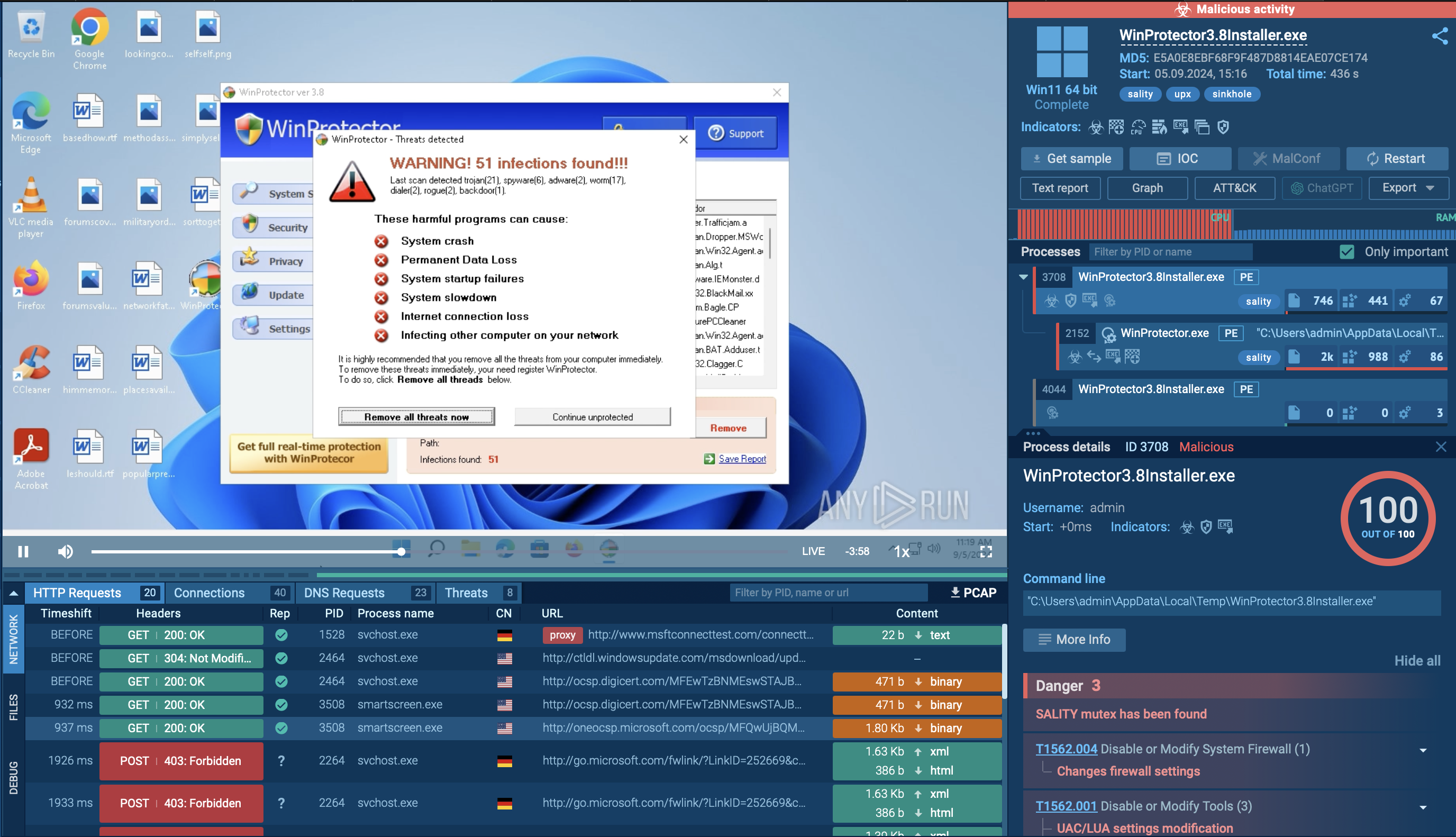 Sality malware in ANY.RUN