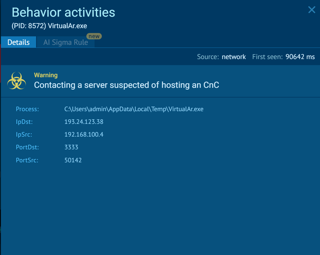 Malware contacts a server