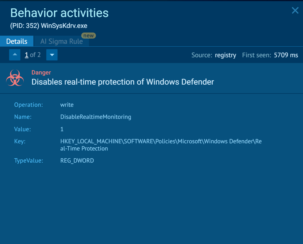 SolarisLoader disables MS Defender