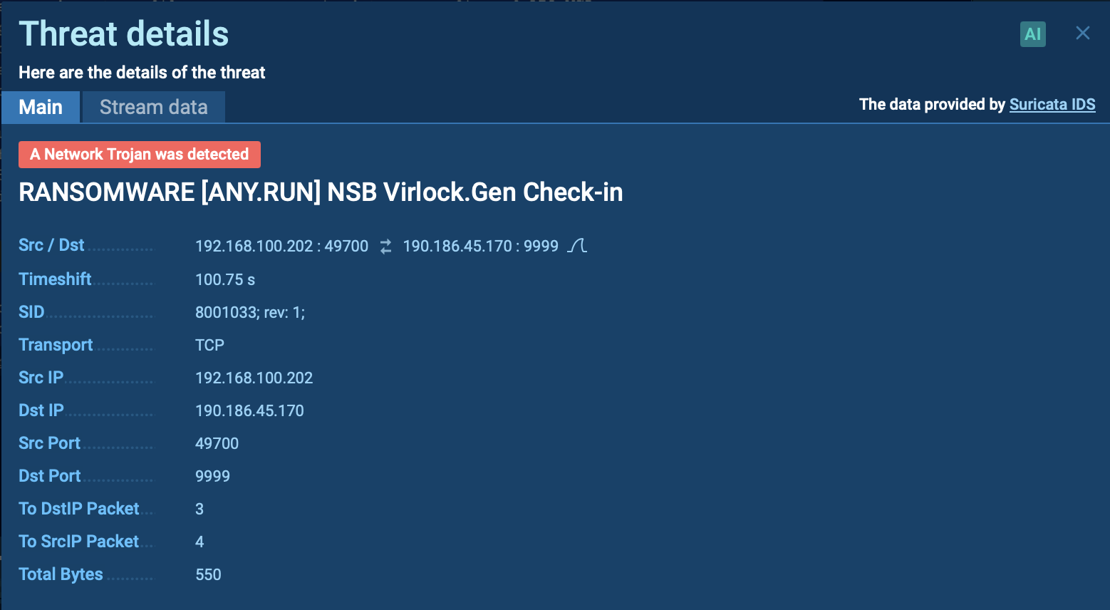 Suricata rule of Virlock in ANY.RUN sandbox