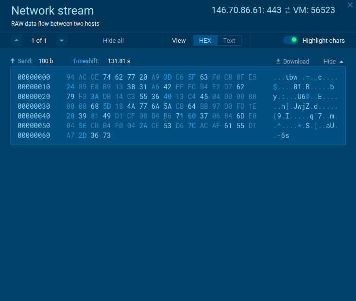 The network stream of SystemBC malware
