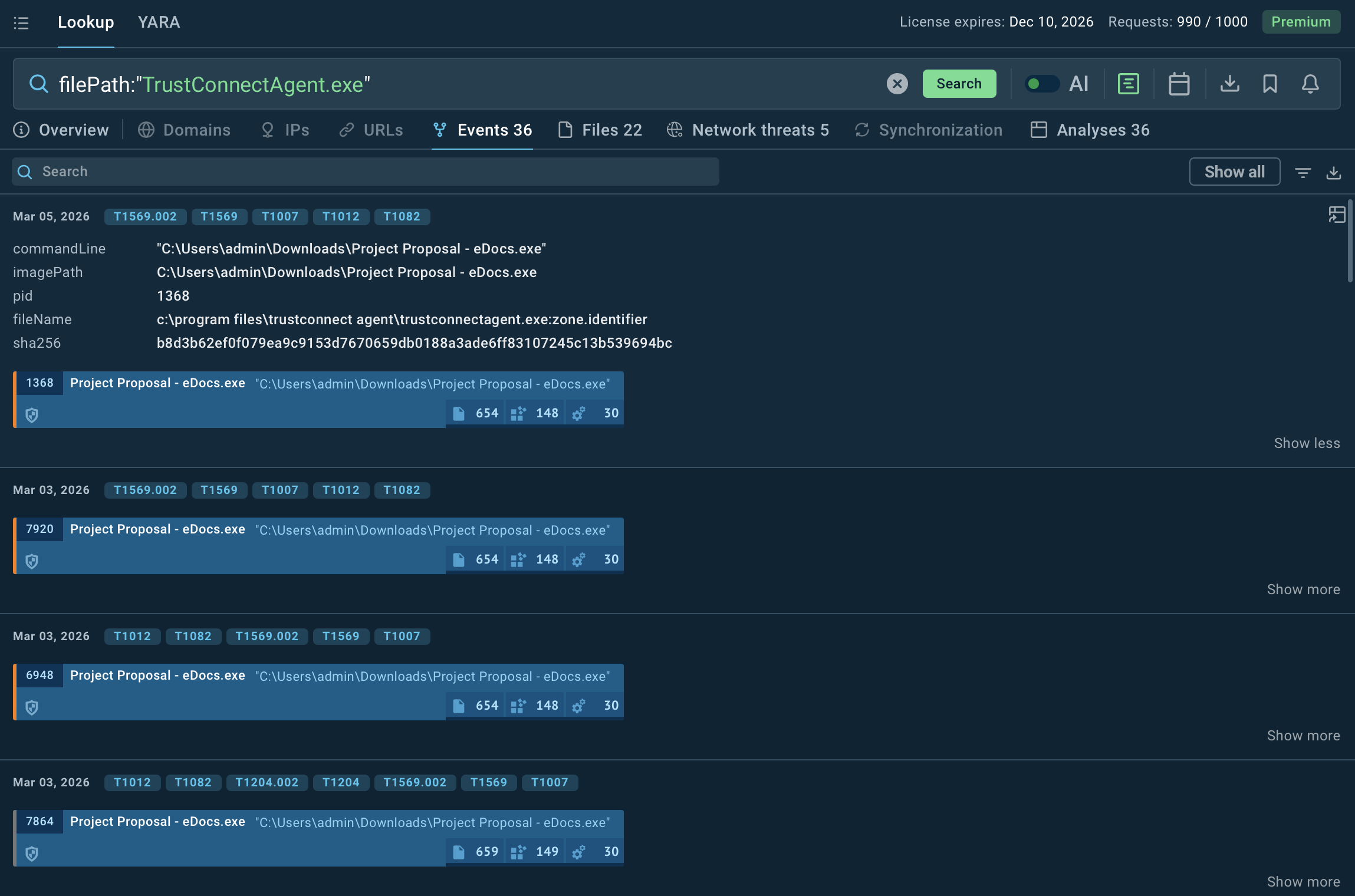 TrustConnect process in sandbox detonations